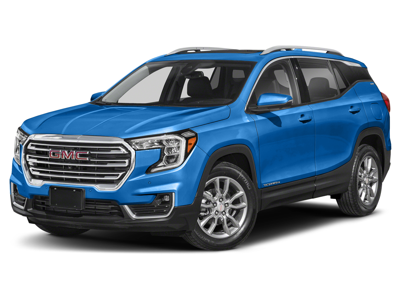 2024 GMC Terrain SLT in Riptide Metallic — front three-quarter view
