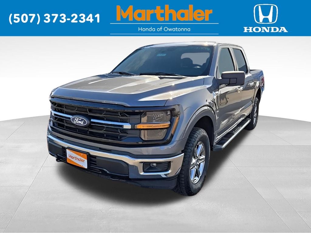 2025 Ford F-150 XLT in Gray Metallic — front three-quarter view